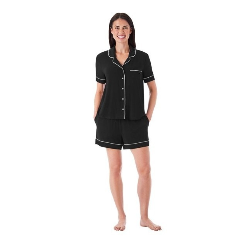 NWT Member's Mark DreamMark Women's 2-Piece Notch Collar Pajama Set Size M Black